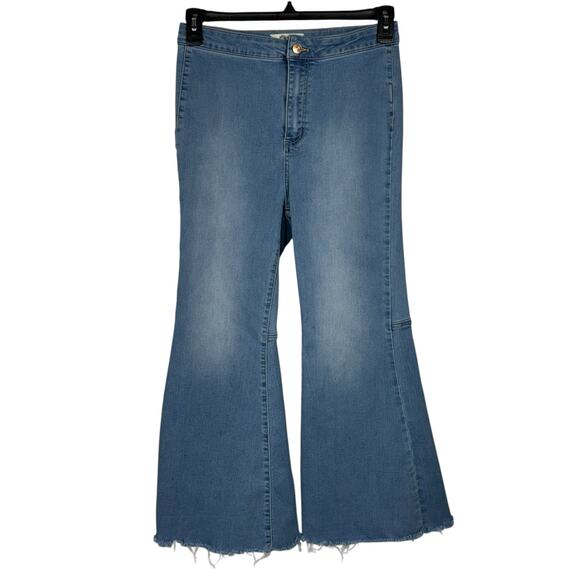 Free People SZ 29 Jeans Just Float on Flare Hi-Rise Stretch Frayed We The Free - Picture 1 of 10